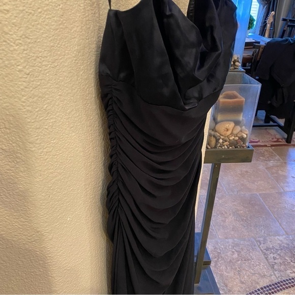 Vtg LAUNDRY Women Black Halter Y2K Maxi Ruched Party Dress Size 6-Made in USA - Picture 3 of 10